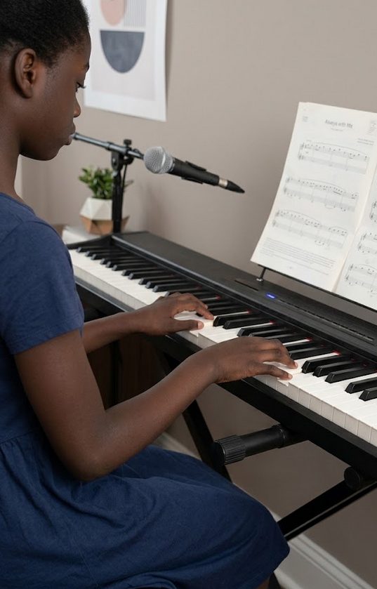 A pupil playing the piano